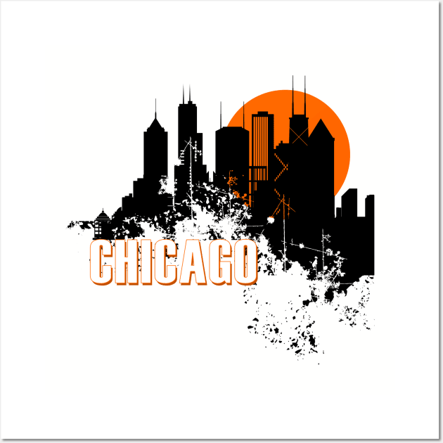 Chicago skyline, typography Wall Art by DimDom